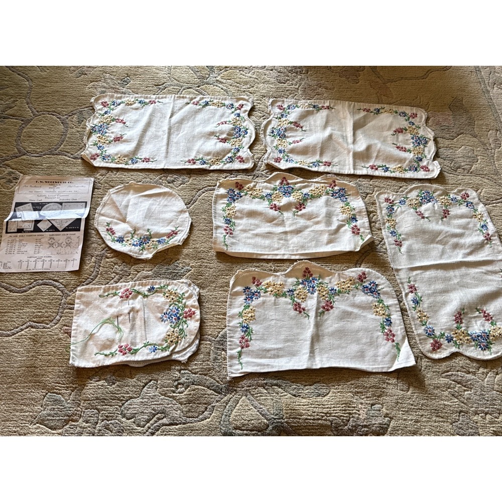 Vintage Tedwill Embroidery Pieces Flowers Lots Of Detail 1940 Woolworths